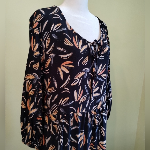 Ryllace Floral Boho Promenade Flowy Tiered Navy Blue Dress 3/4 Sleeve  Size 20 - Picture 11 of 15